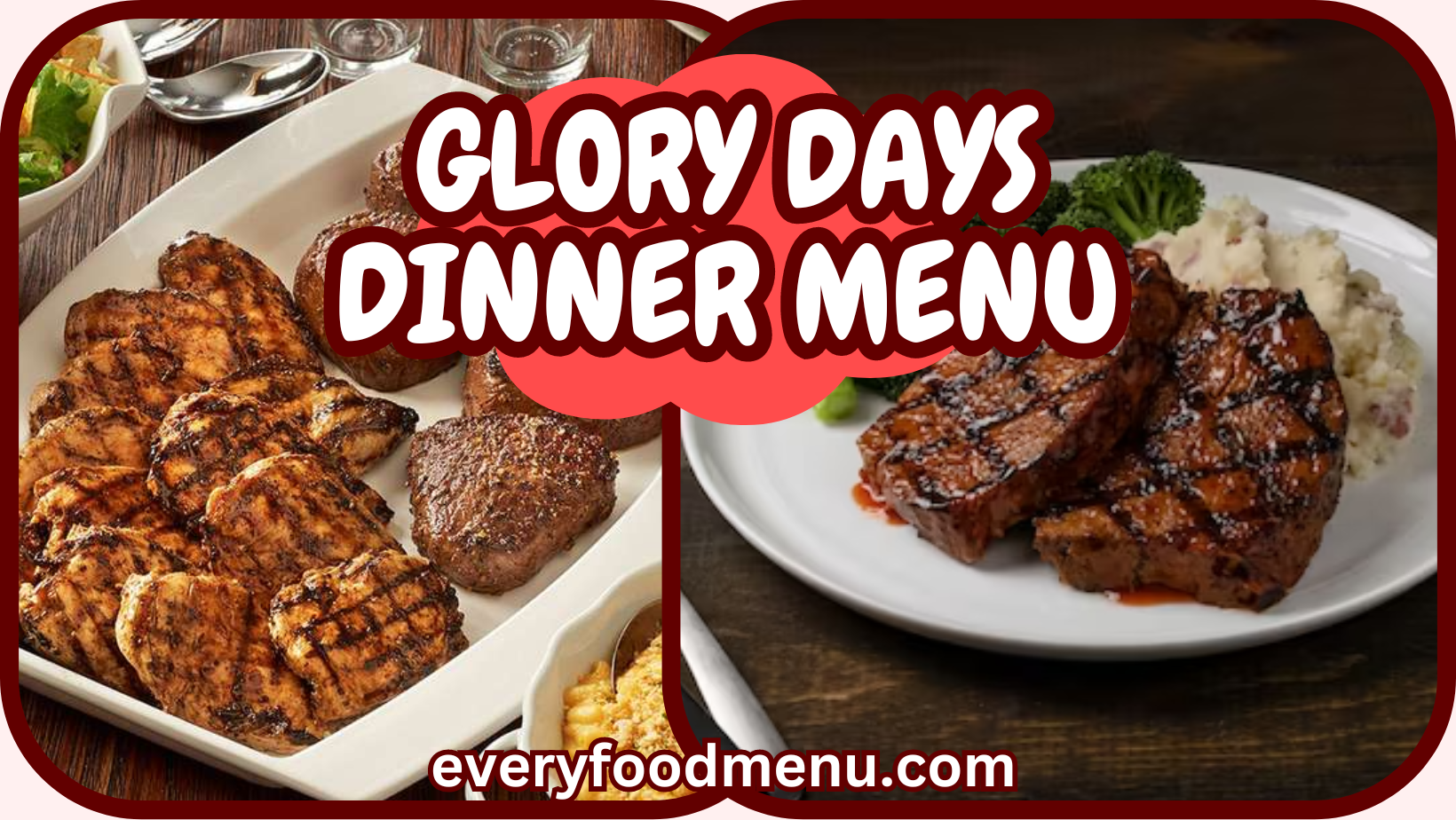 GLORY DAYS DINNER MENU