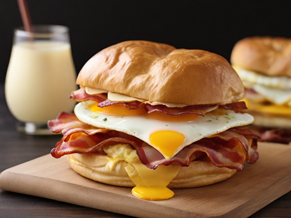 Bacon, Egg & Cheese
$5.49*
·
In stock
Low-sodium Bacon, fresh Egg & American Cheese. Choose to be served on a Croissant, Bagel or Focaccia-style bread