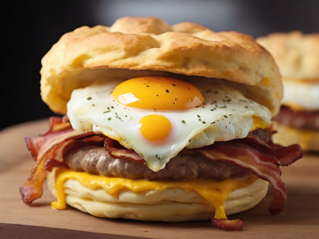 Bacon, Sausage, Egg, and Cheese Biscuit $4.59