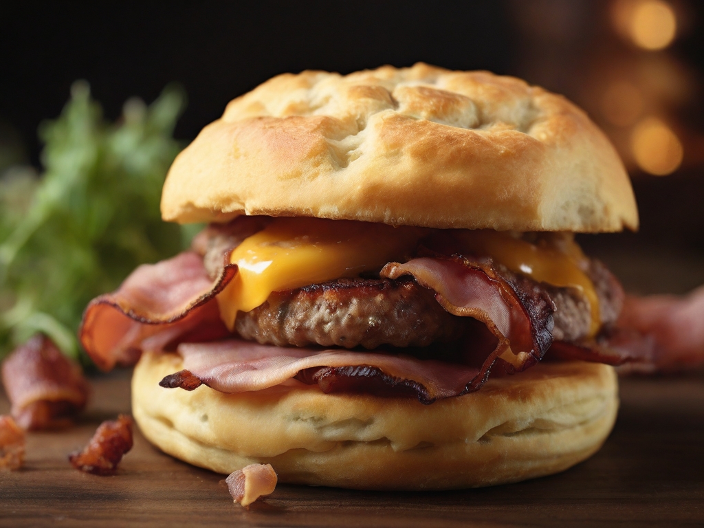 Fully Loaded Biscuit: Sausage, Bacon, Ham $8.69