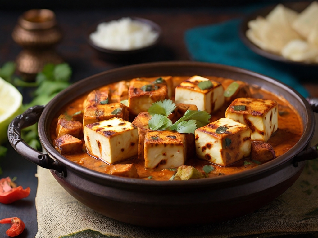Paneer Handi

A North Indian classic! Homemade cubed paneer marinated in spices and roasted in a buttery, spicy sauce in a tandoor.