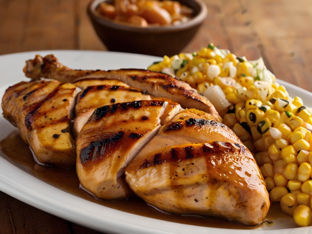 Texas Roadhouse grilled chicken with corn